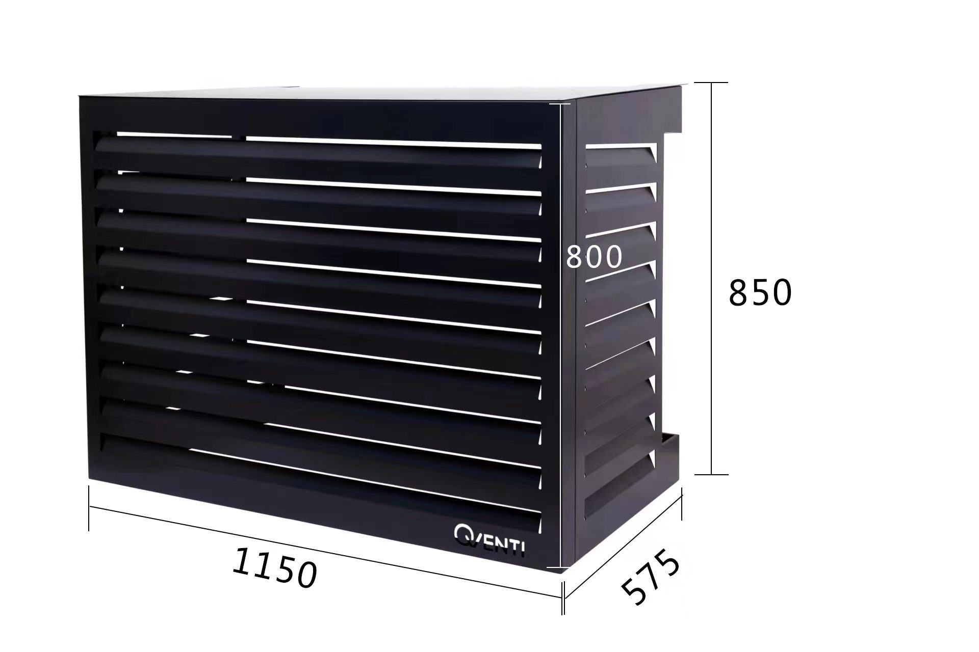 Qventi Aluminium Zwart  Airconditioner ombouw  115*85*57 Medium