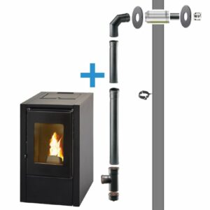 Pellet kit - RVS - diameter80 - Rookgasafvoer Black